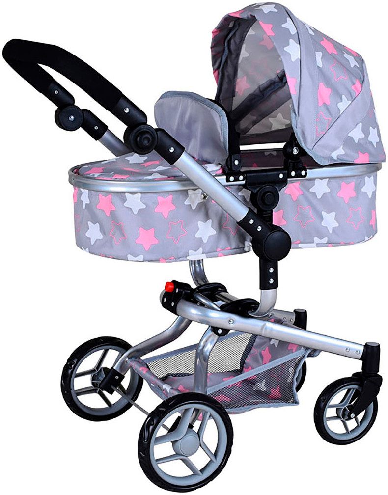 Knorrtoys® Kombi-Puppenwagen Boonk - star grey pink günstig online kaufen