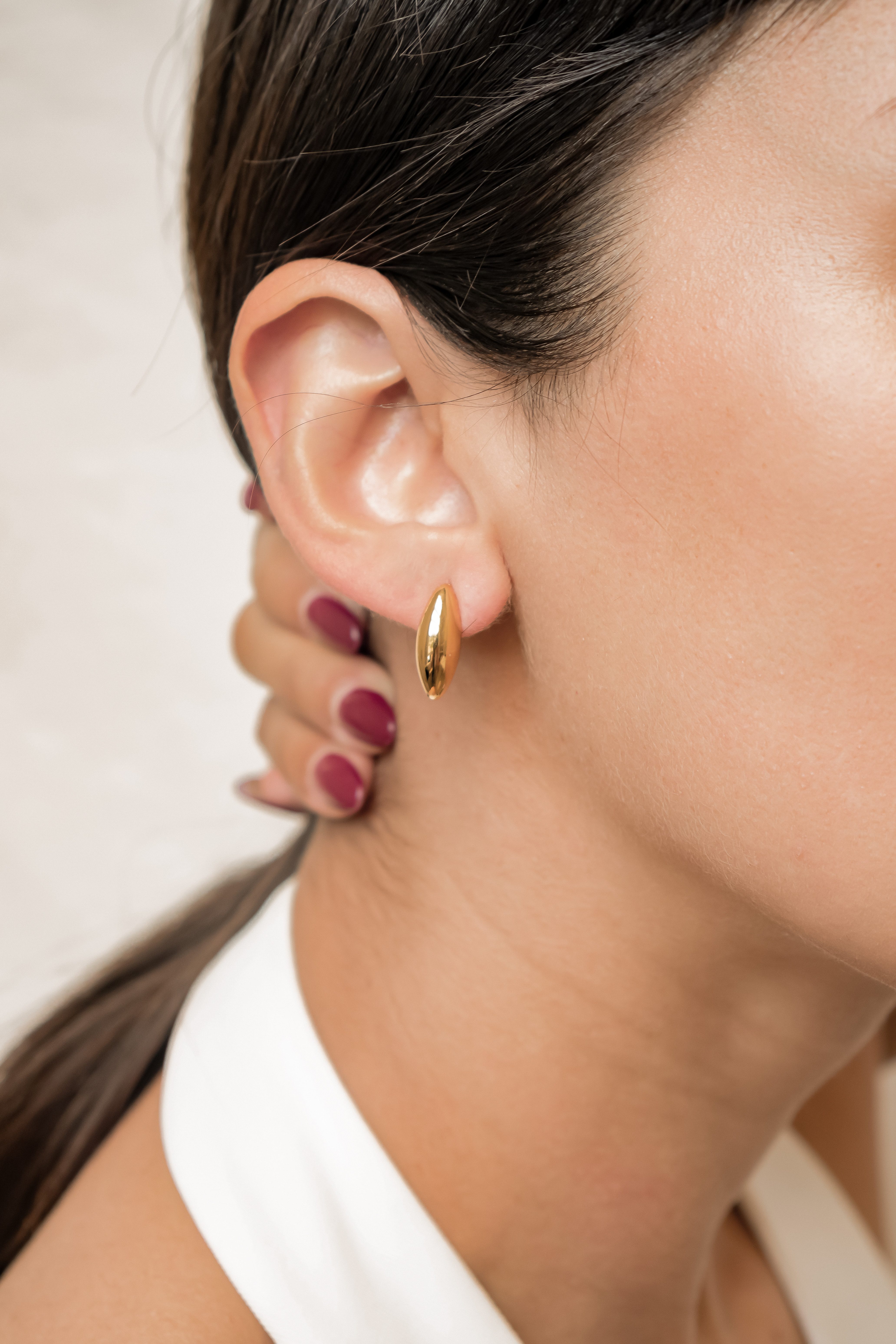 Hey Happiness Paar Ohrstecker Damen Marquise – Minimalistischer Edelstahl Ohrschmuck, 18K vergoldete Ohrringe für Stacking- & Layering-Looks – Bild 3 von 5