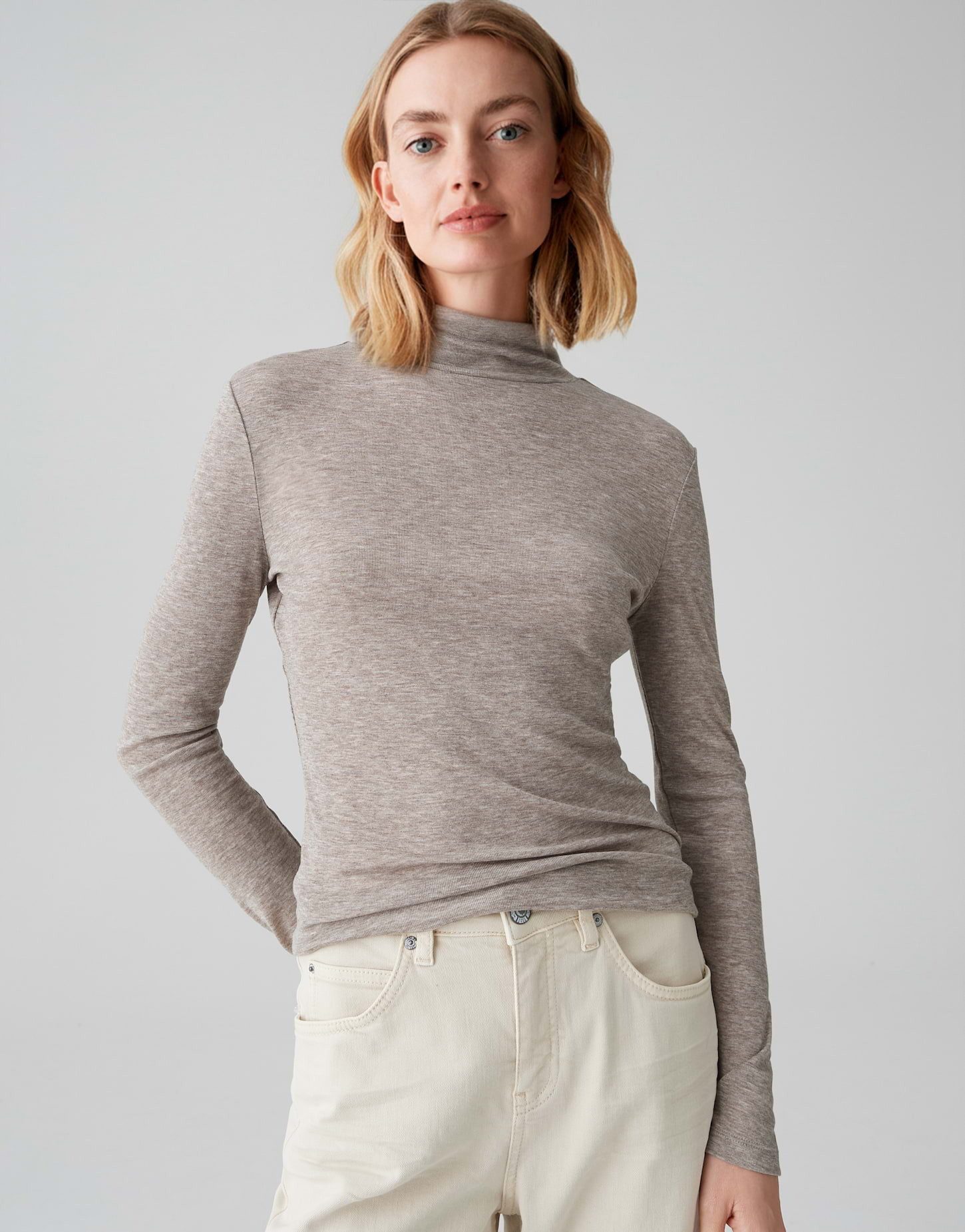 OPUS Longsleeve SOMY Slim Fit aus Tencel Wolle Mix schmale Passform, seidiger Griff, wärmend