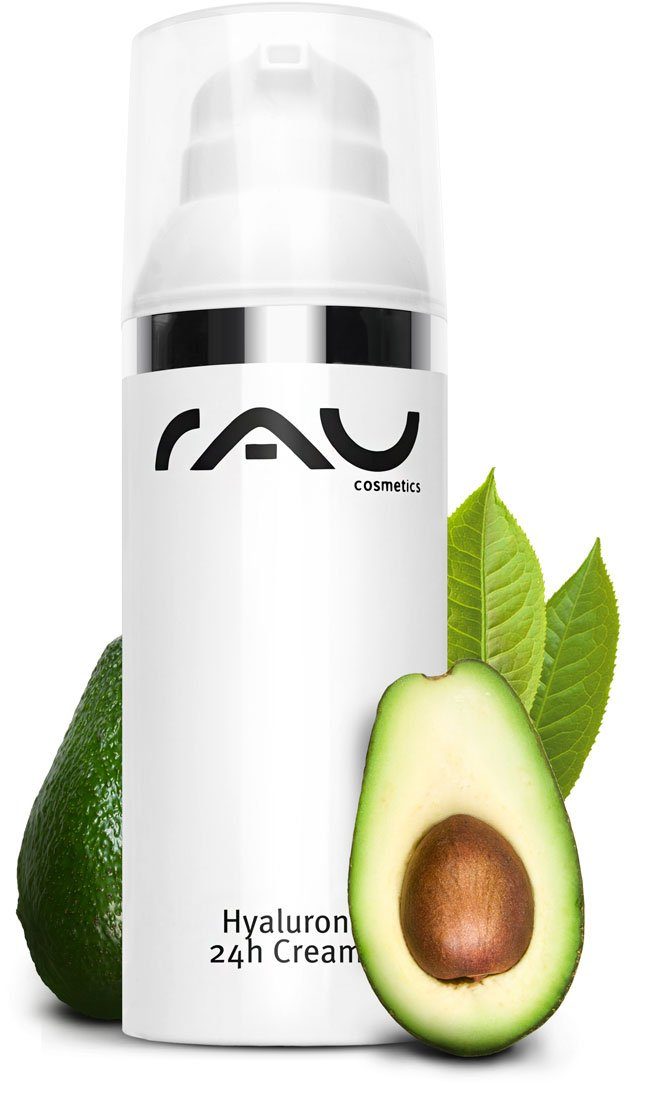RAU Cosmetics Gesichtspflege Hyaluron 24h Cream Hyaluroncreme mit Sheabutter & Avocadoöl, Anti-Aging