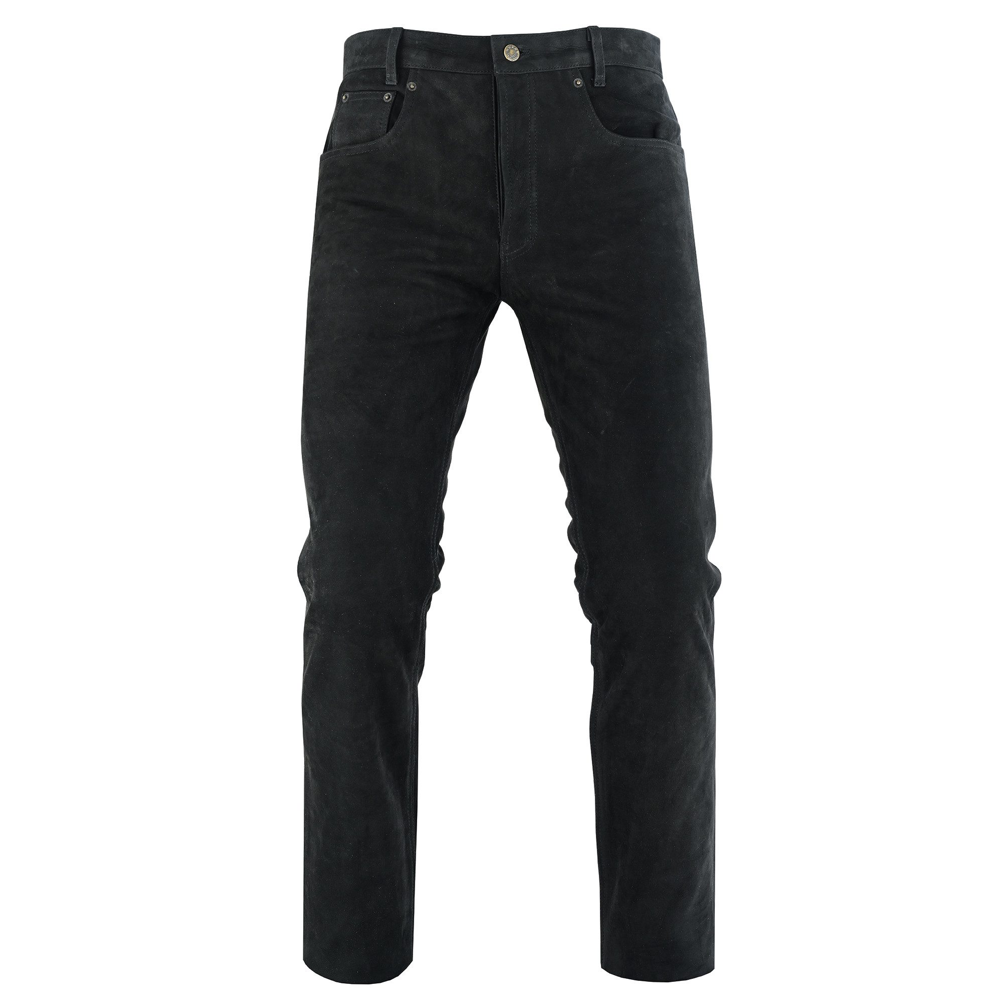 BOHMBERG Lederhose Herren Nubuk Lederjeans - Regular Fit, Echtleder, 5 Pocket, Schwarz – Bild 4 von 5