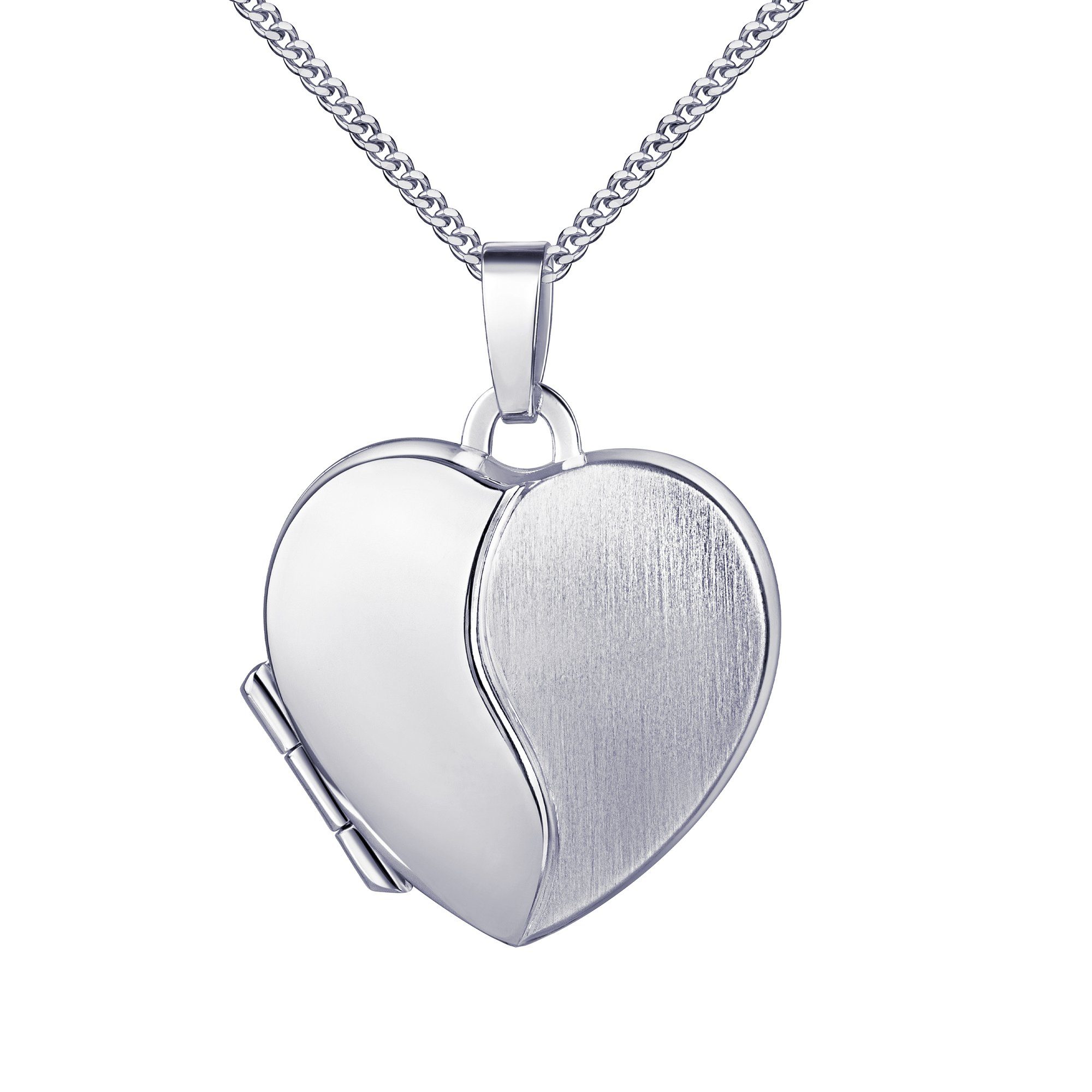 Kette mit Anhänger Medaillon Silber 925 Anhänger Herz zum Öffnen für 2 Fotos