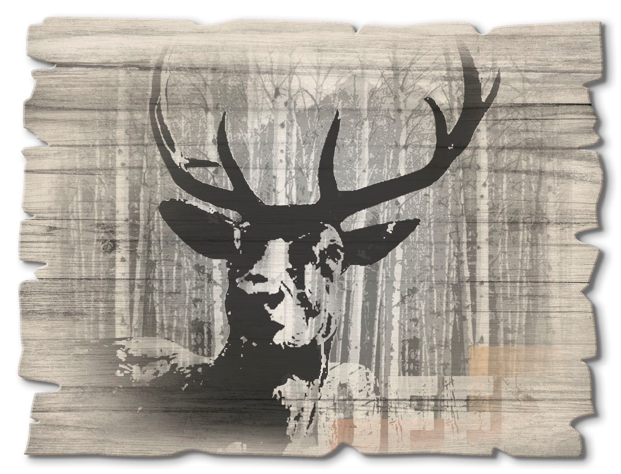 Artland Holzbild Hirsch Collage, Wildtiere (1 St)