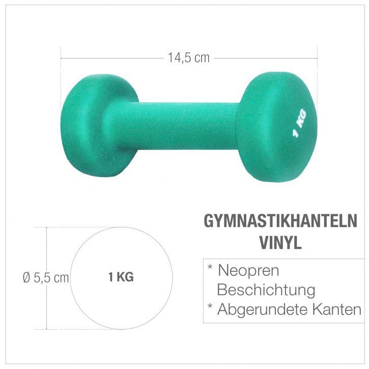 1 kg (Set) x 2 Kurzhantel, Aerobic GORILLA Vinyl Gymnastikhantel Hanteln SPORTS Fitness