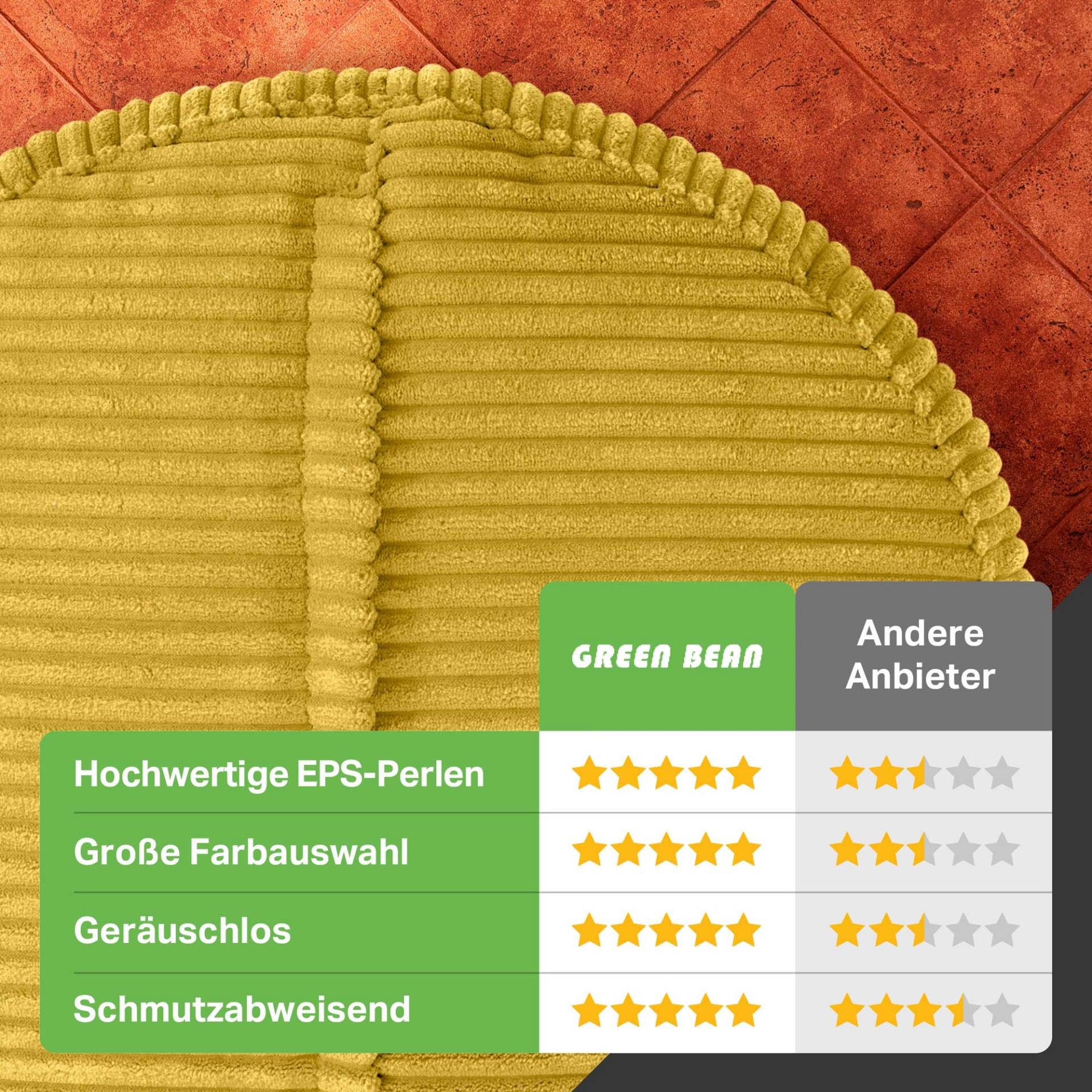 Green Bean Pouf Sitzsack-Hocker Pouf Cord 45x25cm (Indoor Sitzhocker Sitzkissen Fußhocker Relax-Sessel, Made in Germany), die ideale Ergänzung zum Sitzsack – Bild 4 von 5