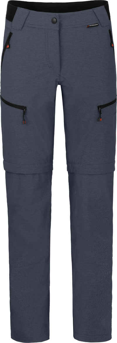 Bergson Zip-off-Hose PORI Zipp-Off Damen Wanderhose, robust, elastisch, Стандартные размеры, grau/blau