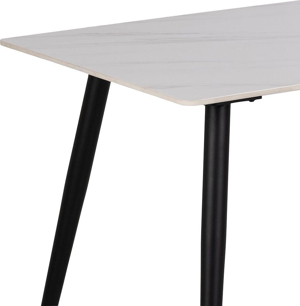 schwarzen Esstisch mit weiss ACTONA Wilhelm, Metallbeinen Keramiktischplatte weiss | GROUP und rechteckig