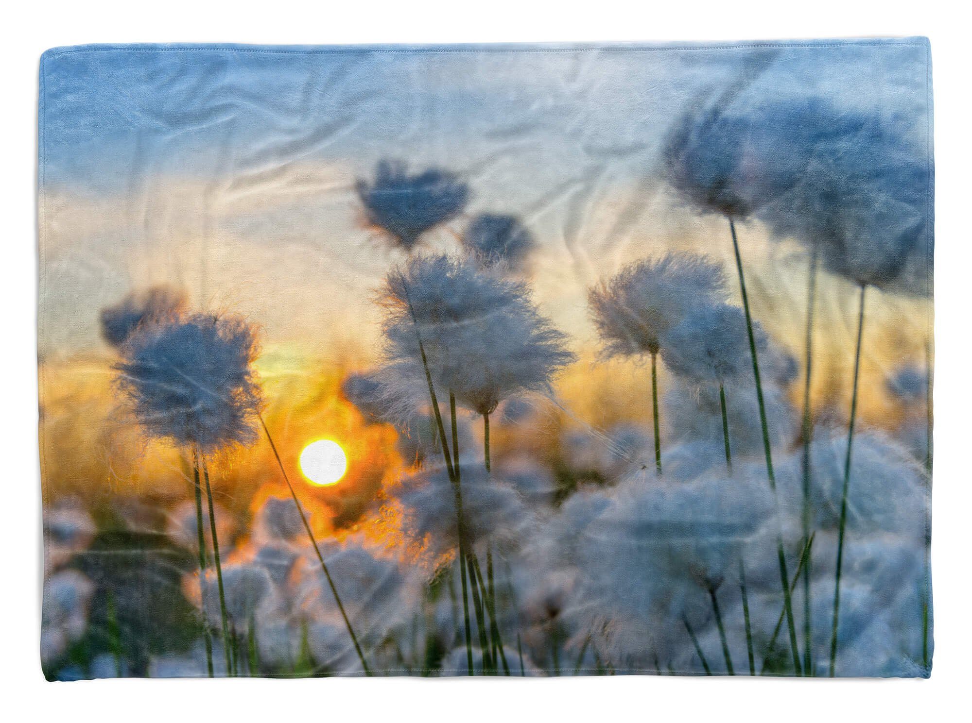 Kuscheldecke Saunatuch Art Handtuch Fotomotiv Handtuch Baumwolle-Polyester-Mix Fl, Sinus (1-St), Strandhandtuch Handtücher mit Sonnenuntergang