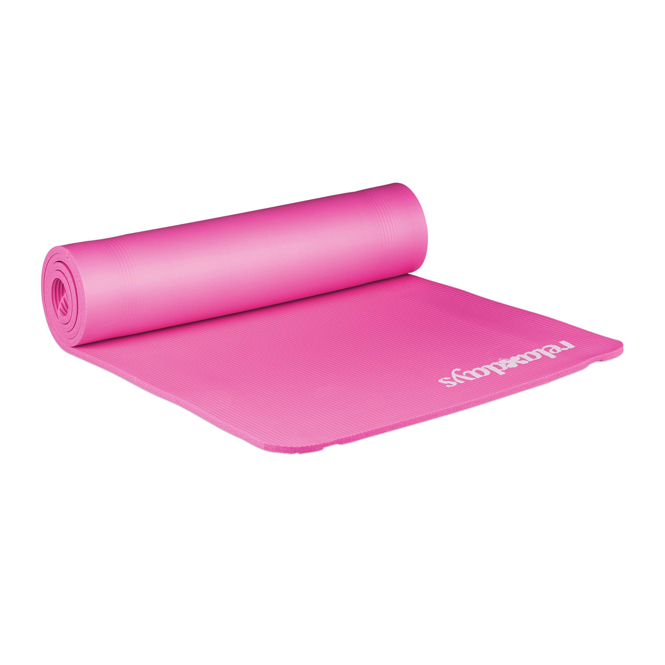 relaxdays Yogamatte 1 cm dick einfarbig (2-St), Pink