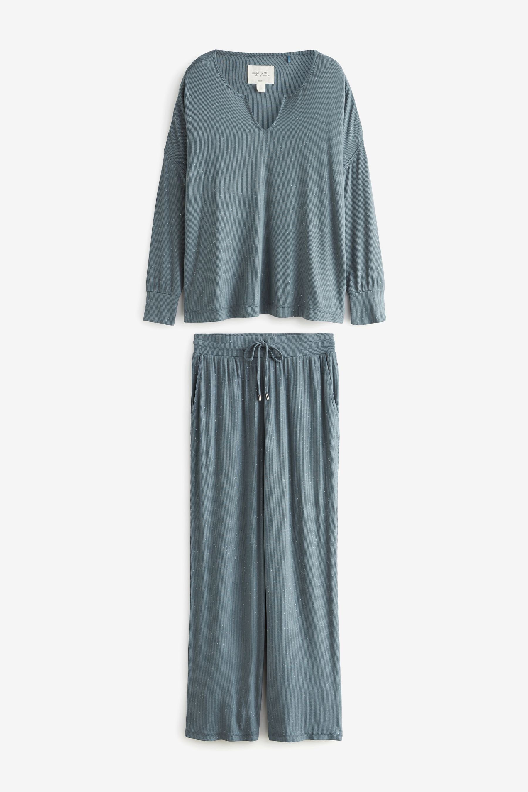 Next Pyjama Langärmeliger gerippter Pyjama (2 tlg) Blue Sparkle
