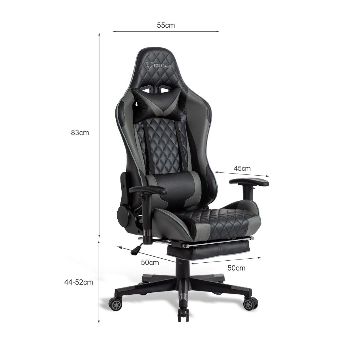 Fußstütze, Eingebauter Gaming-Stuhl Pedal-Gaming-Stuhl (Professioneller Wippmechanismus IKIDO Mit und Gamingstuhl), Beinauflage grau