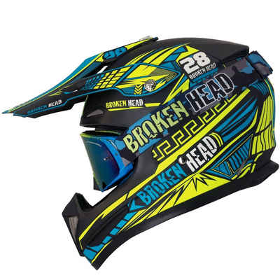 Broken Head Motocrosshelm Division + MX-Brille (Mit MX-Brille), David Bost Style