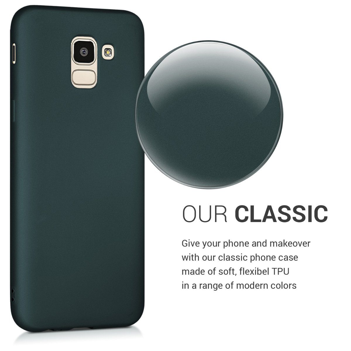 kwmobile Handyhülle Handyhülle für Samsung Galaxy J6 Hülle, Silikon Case metallisch schimmernd - Schutzhülle Cover