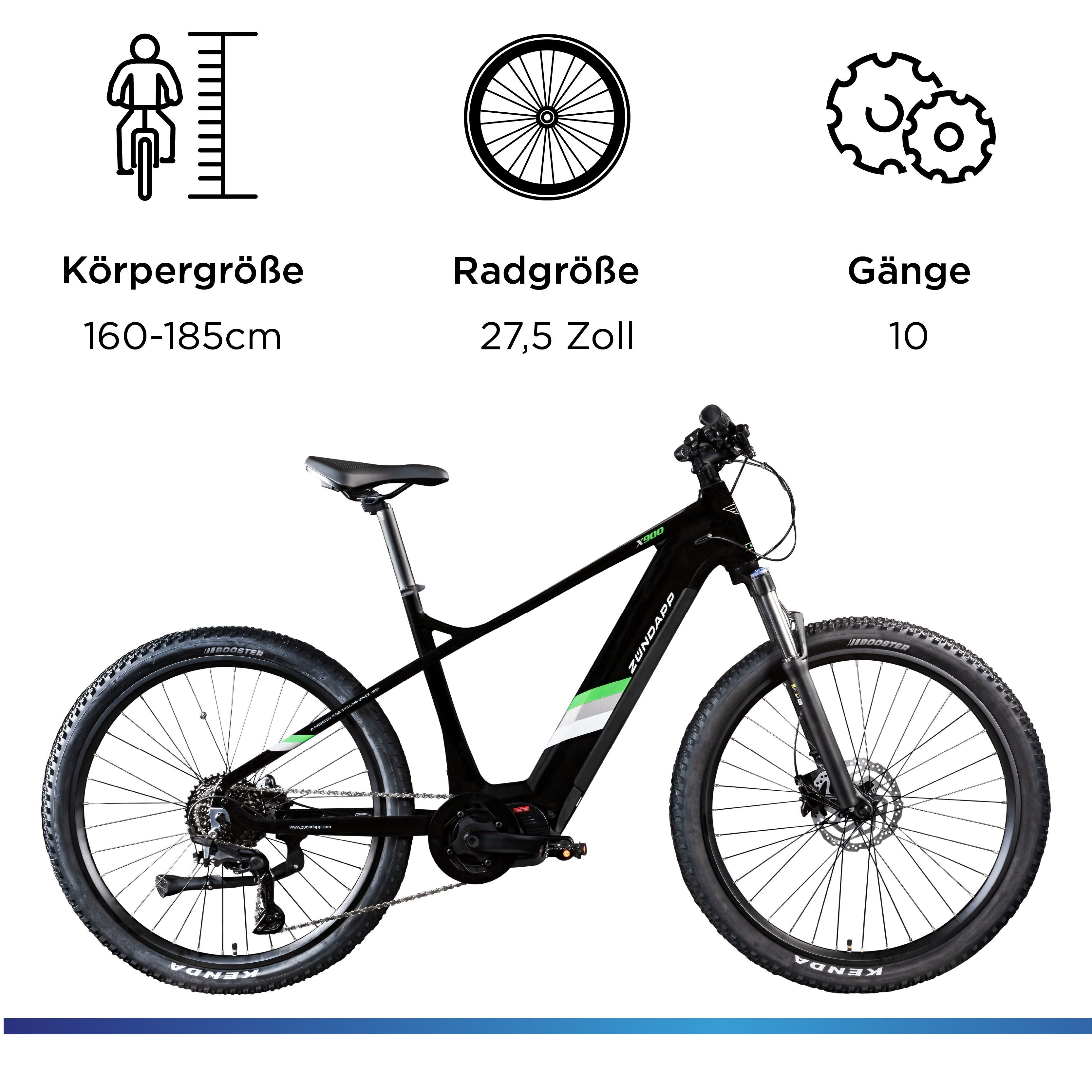 Zündapp E-Bike Mountainbike X900, 10 Gang Shimano Cues U6020 SGS Schaltwerk, Kettenschaltung, Mittelmotor, 733 Wh, Pedelec, Elektrofahrrad für Damen und Herren, MTB