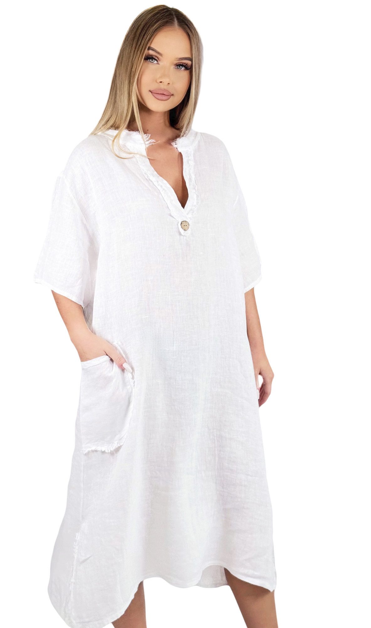 Sommerkleid Dame Kleid Sommerkleid 100% Leinen M.3093 Gr.36-40