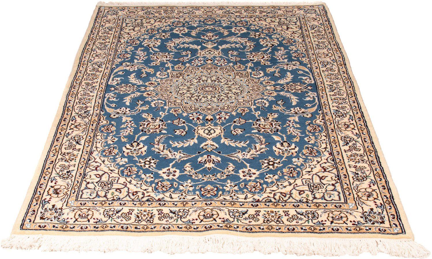 Orientteppich Perser - Nain - Royal - 151 x 106 cm - dunkelblau, morgenland, rechteckig, Höhe: 10 mm, Wohnzimmer, Handgeknüpft, Einzelstück mit Zertifikat