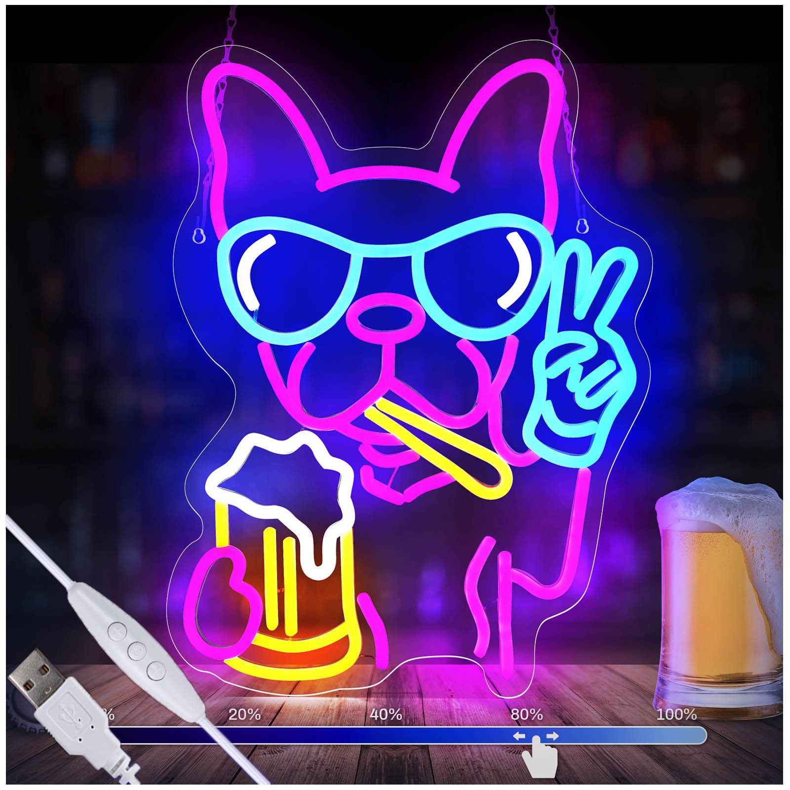MUPOO LED Dekolicht LED-Neonschild,Dackel Skateboard Hund,LED günstig online kaufen