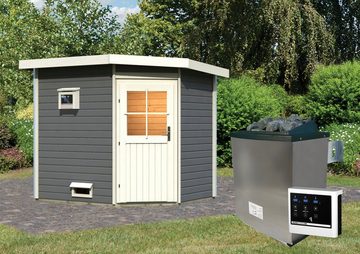 Karibu Saunahaus Tore, BxTxH: 231 x 196 x 226 cm, 38 mm, klassiche Tür, Ofen 9 KW externe Strg Easy