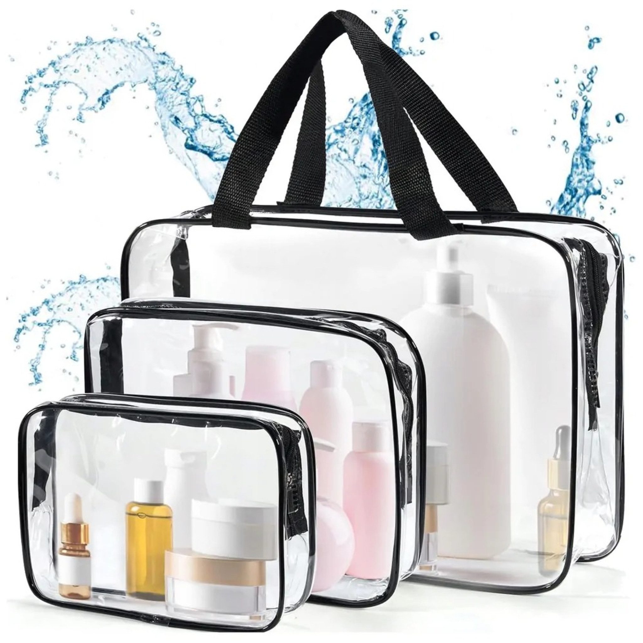 LA CUTE Reisetasche Transparentes 3-teiliges Kosmetiktaschen-Set für Reisen günstig online kaufen