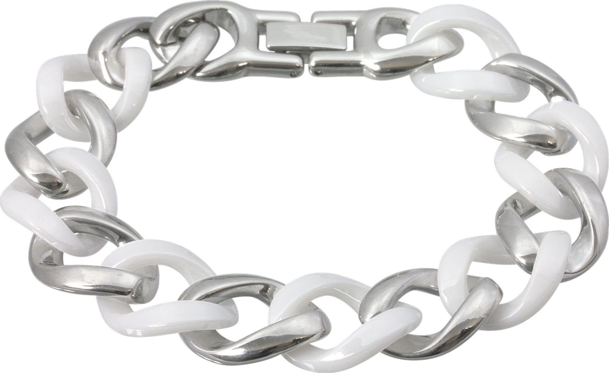 Edelstahlarmband Amello Panzer Armband silber weiß