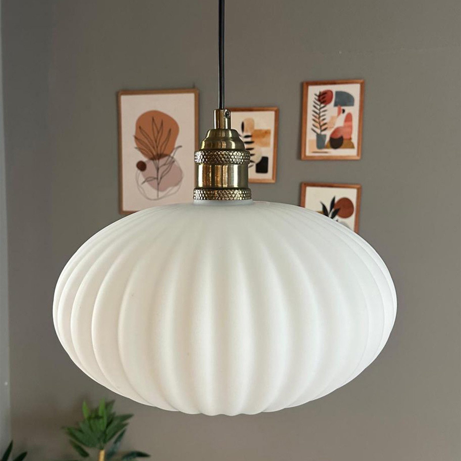 Bamyum Pendelleuchte Elegant Glas Pendelleuchte Hängelampe Restaurant Halle Beleuchtung, ohne Leuchtmittel – Bild 3 von 5