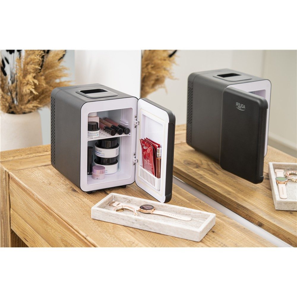 ADLER EUROPE Elektrische Kühlbox AD 8084b Mini Kühlschrank tragbare Kühlbox mit Warmhaltefunktion, 4 l, kompakter Getränkekühlschrank, Auto, Büro, Camping, Kosmetik schwarz