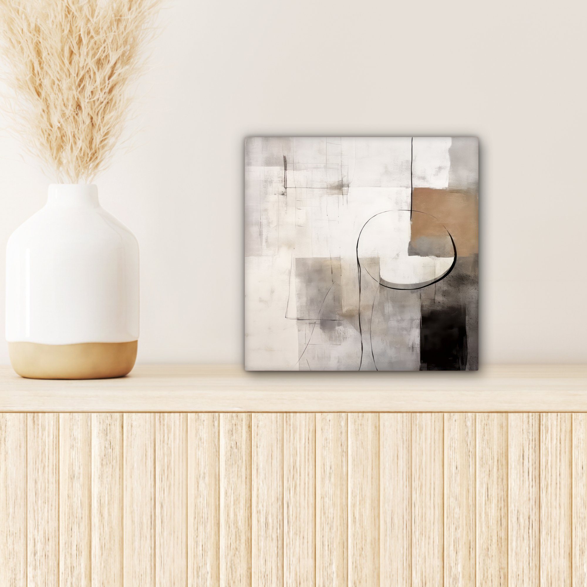 Kunst Grau, Industriell - Weiß Leinwandbild (1 Bilder Abstrakte St), - Schlafzimmer, Wohnzimmer OneMillionCanvasses® 20x20 - Leinwand cm für