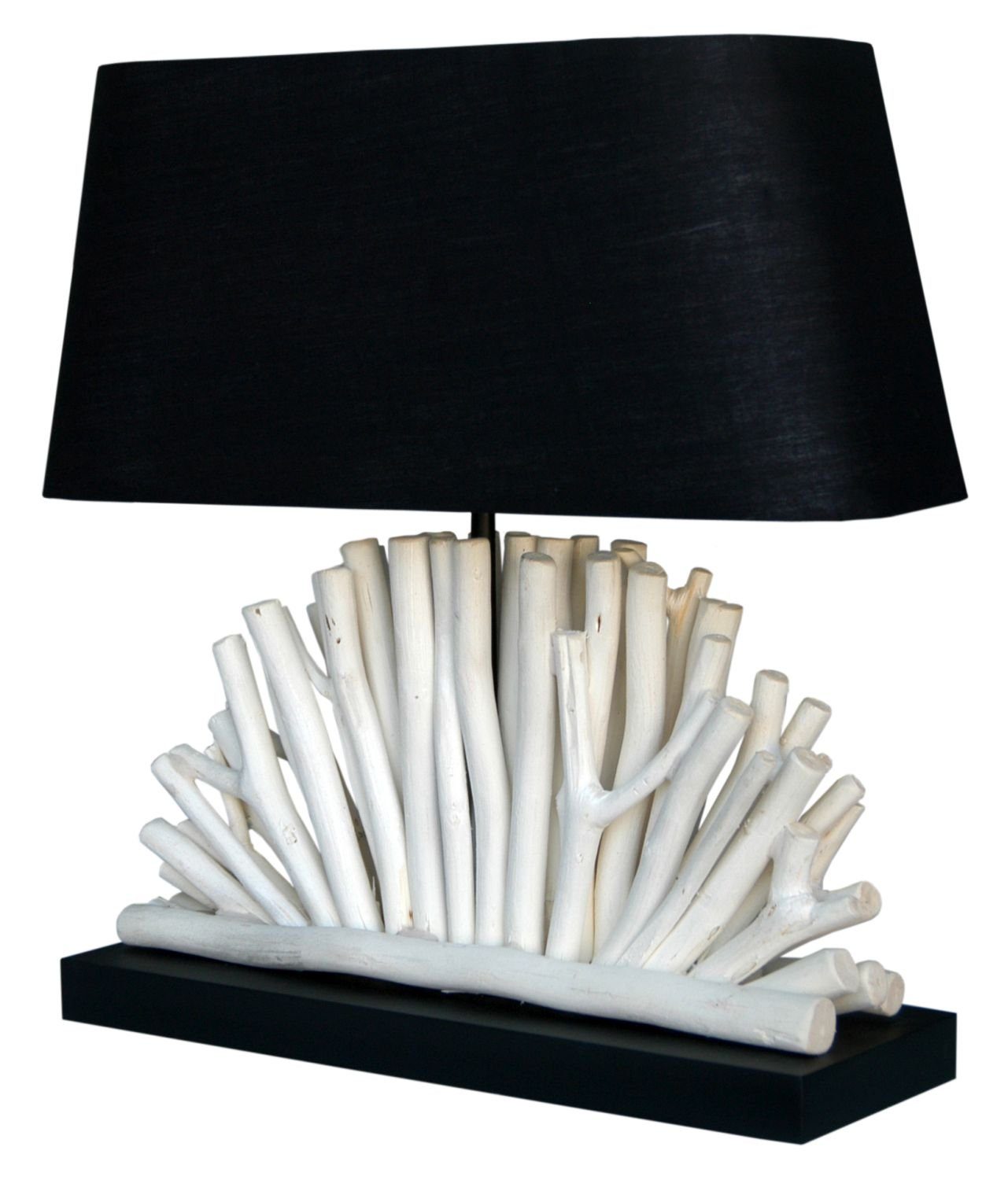 Licht-Erlebnisse Nachttischlampe ROI ET, ohne Leuchtmittel, Unikat Stoff Beleuchtung Treibholz Modern Nachttischleuchte 40 E27 cm