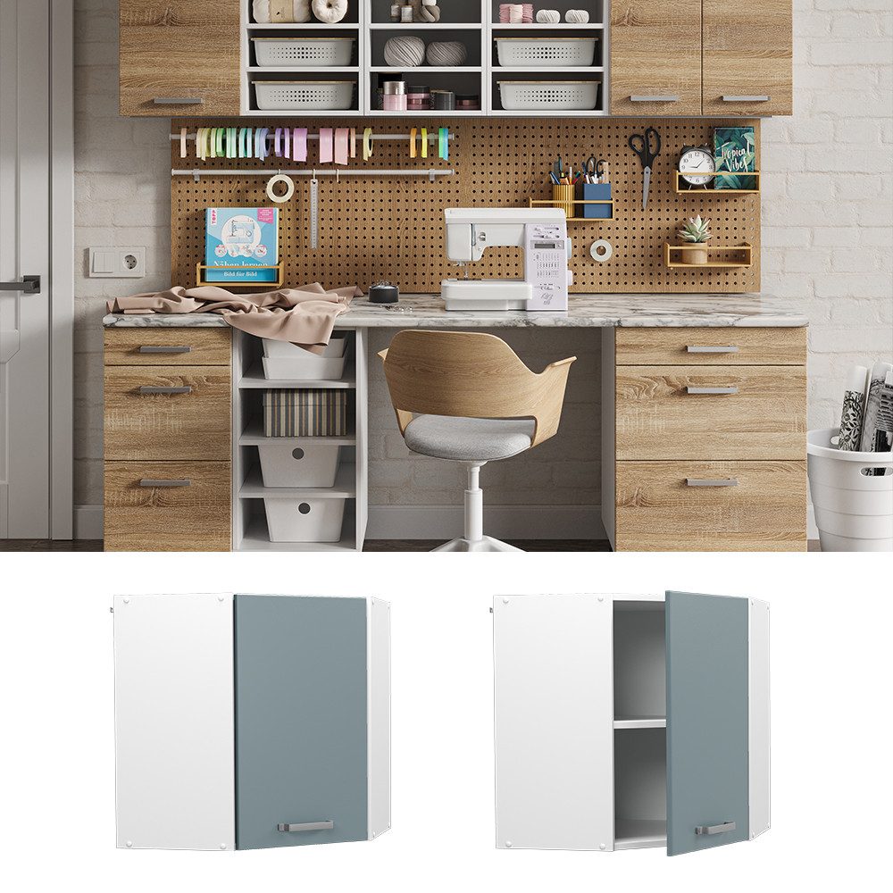 Vicco Schranksystem R-Line, Blau-Grau/Weiß, 57 cm günstig online kaufen