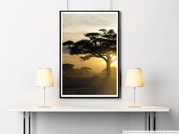 Sinus Art Poster 90x60cm Poster Akazienbaum bei Sonnenuntergang Kenia Afrika