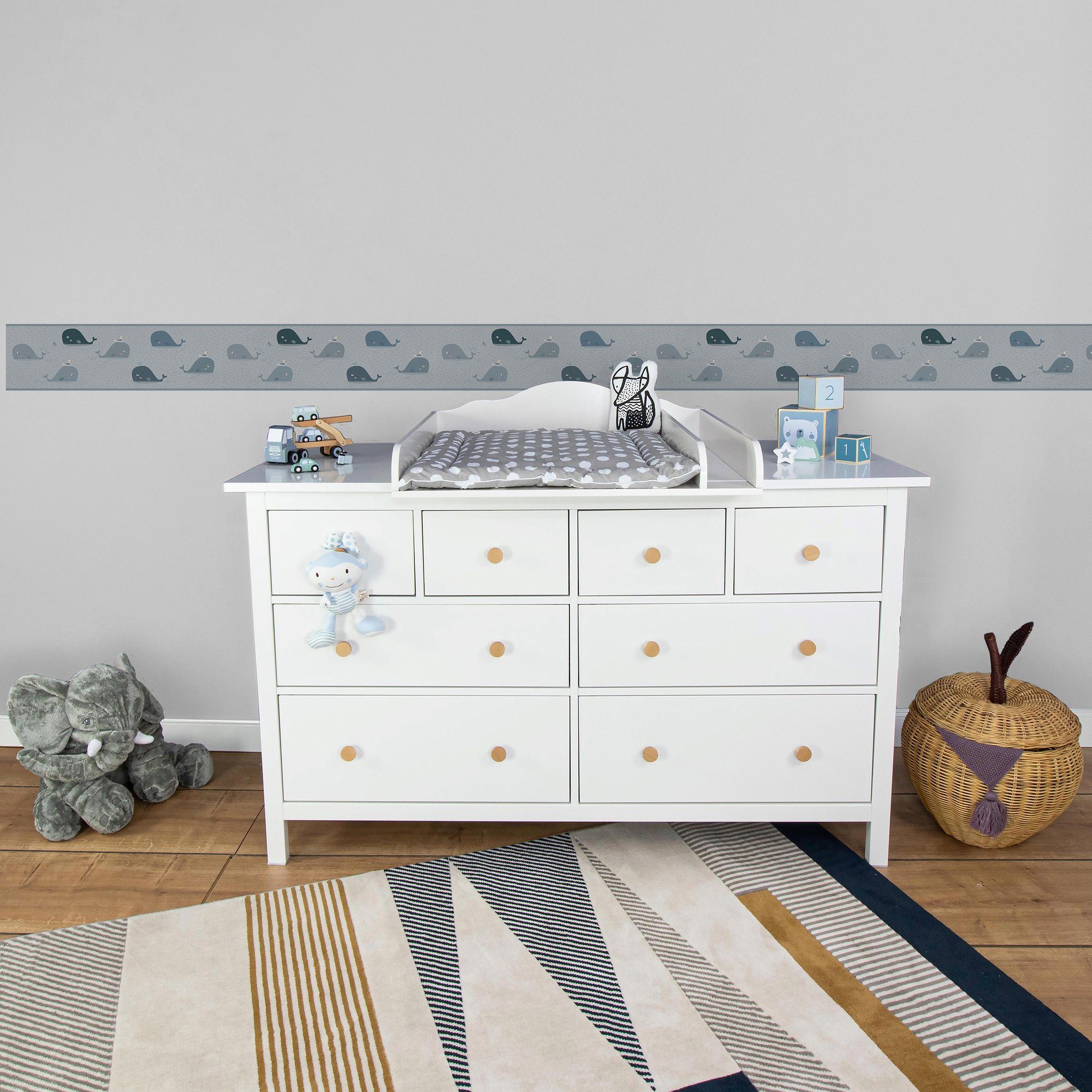 A.S. Création Bordüre Floating Friends, glatt, Motiv, abstrakt, naturalistisch, Papier Wand Schräge Tür Borte Wohnzimmer Schlafzimmer Küche Design