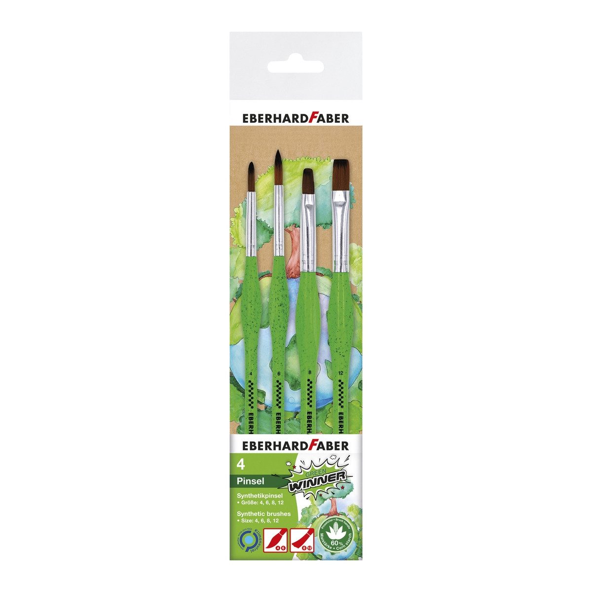 Eberhard Faber Flachpinsel EBERHARD FABER Set Synthetik Green Winner Rundpinsel/Flachpinsel Größe