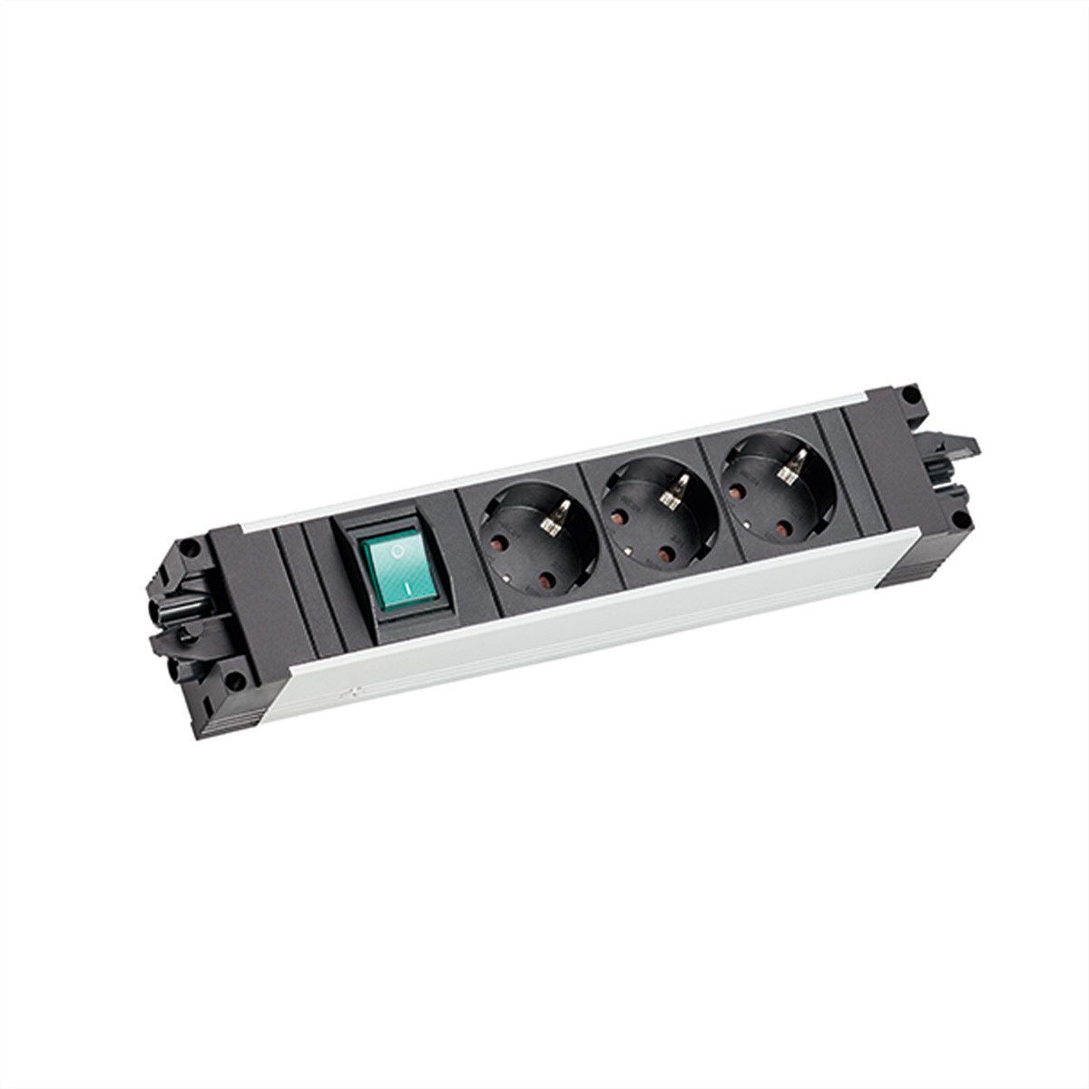 Bachmann STEP ALU 3xCEE7/3 Einbau-Tischsteckdosenleiste (Kabellänge 0 m), 1x Schalter für Steckdosen und Ausgang