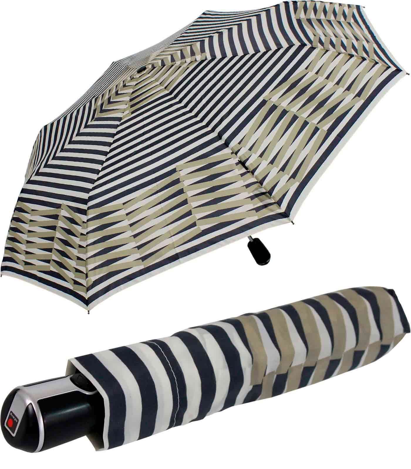 Knirps® Taschenregenschirm Large Duomatic Auf-Zu-Automatik UV-Schutz - Viper, der große, stabile Begleiter beige-blau