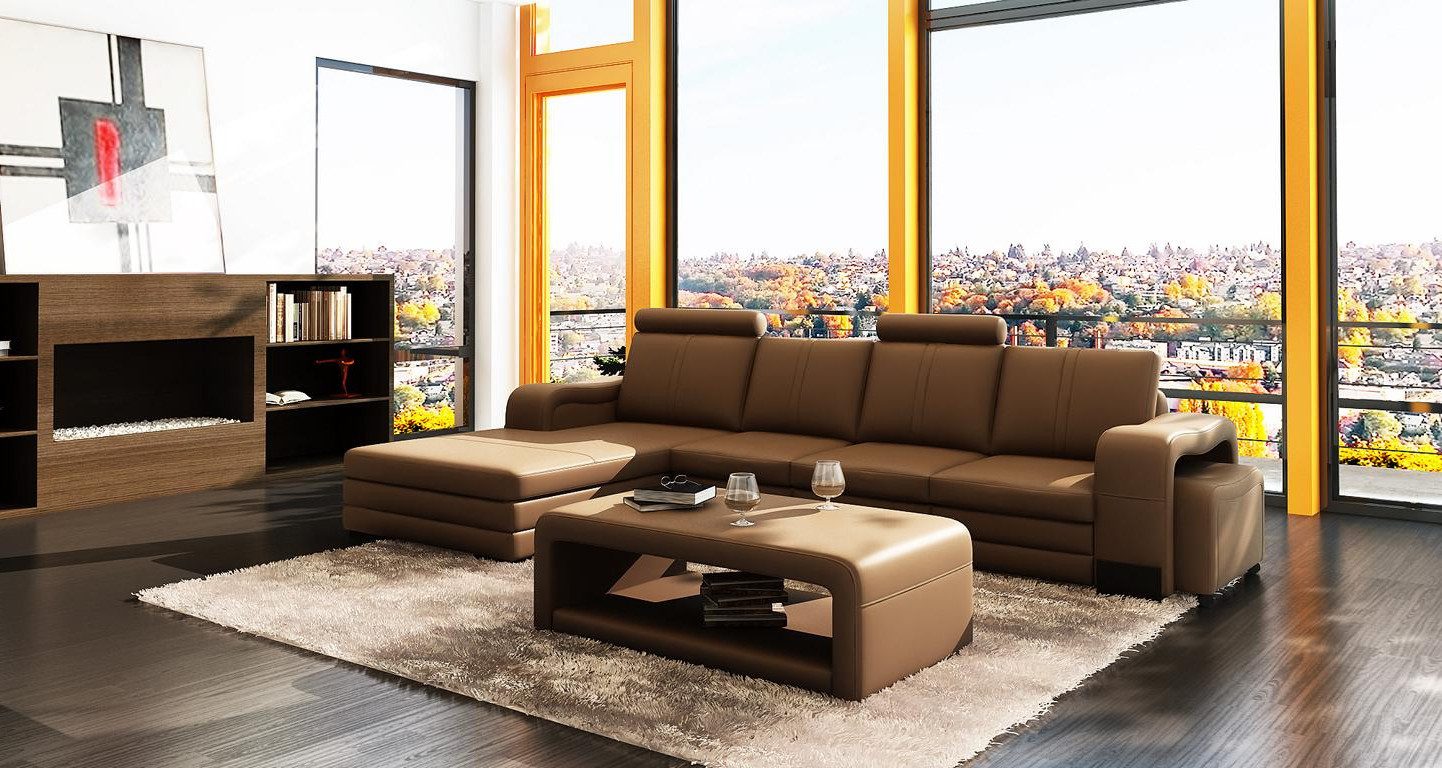 Xlmoebel Ecksofa XXL Vielseitige Ledersitzlandschaft Sofa Großes Polster Eckcouch, Hergestellt in Europa