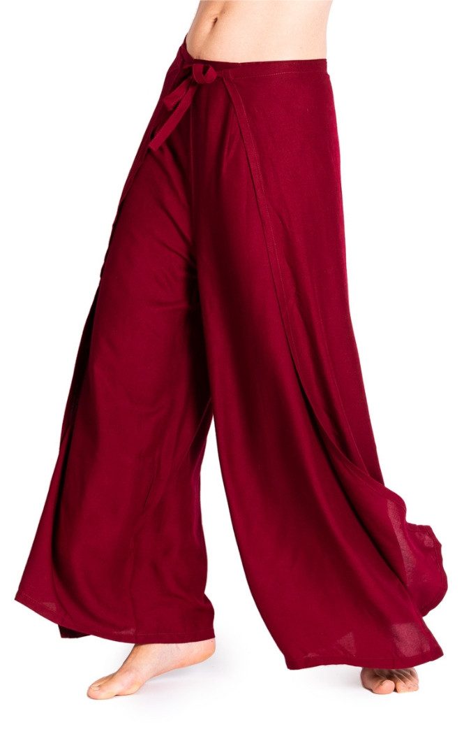 PANASIAM Palazzohose Hosenrock Damen aus leichter Viskose - elegante weite Palazzo Hose Wickelhose einfarbig - gerader Schnitt - luftige Sommerhose Boho Stil