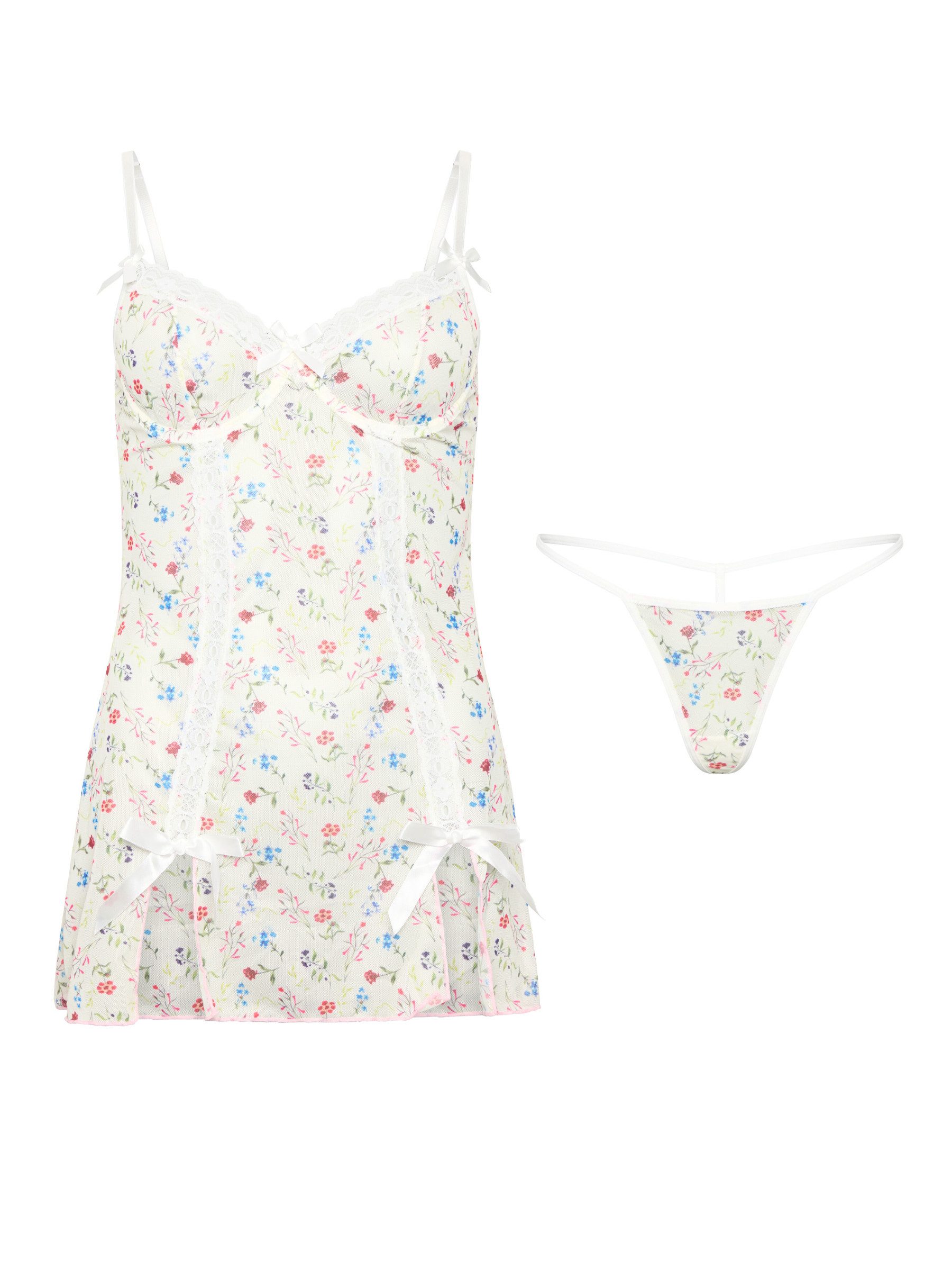 Orchibelle Schlafanzug Negligé Damen mit Blumenmuster – sexy Lingerie & Rei günstig online kaufen