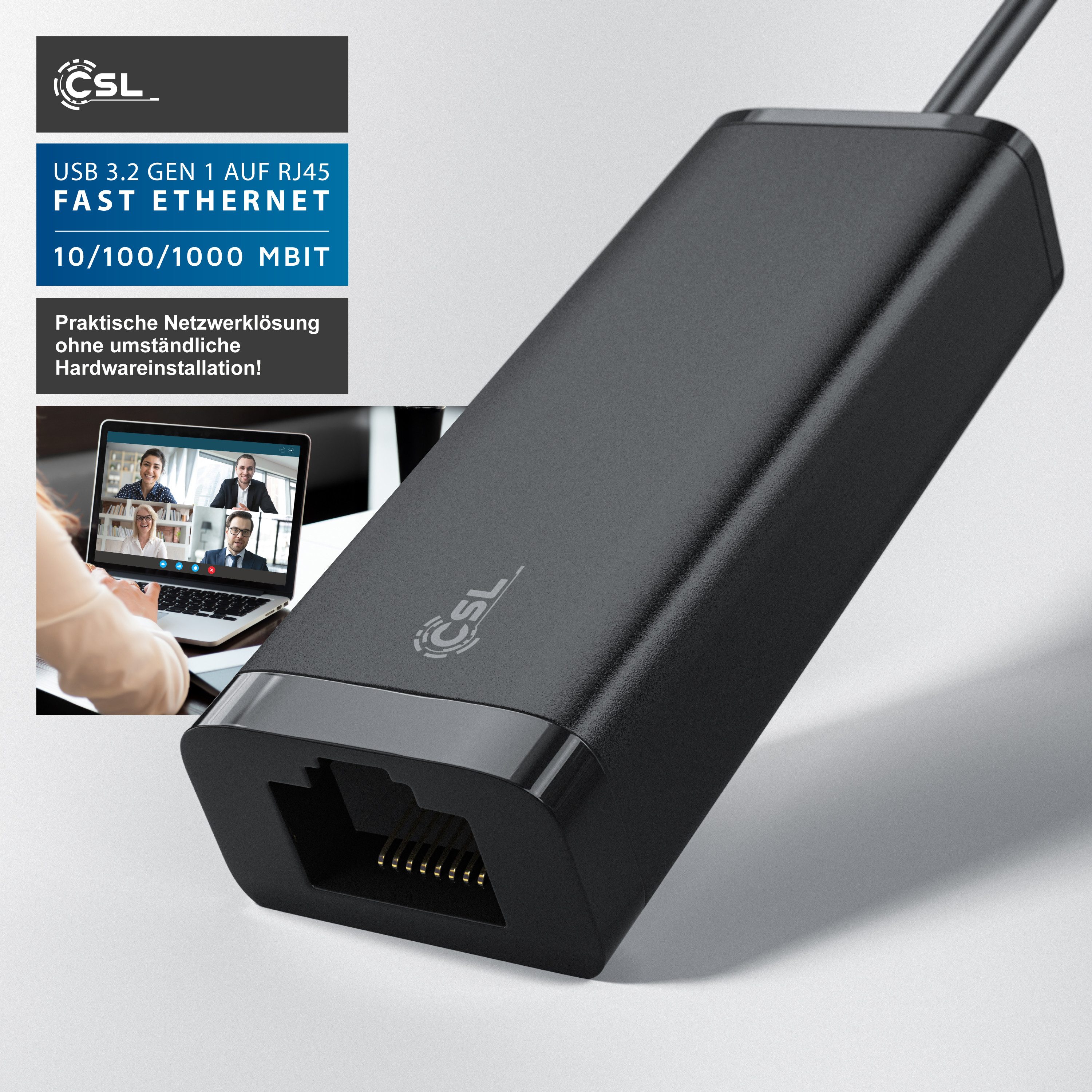 CSL USB 3.0 auf RJ45 Gigabit Netzwerkadapter Netzwerk-Adapter USB Typ A zu RJ-45 (Ethernet), USB 3.0 auf RJ45 Gigabit Netzwerkadapter, externe Netzwerkkarte – Bild 3 von 5