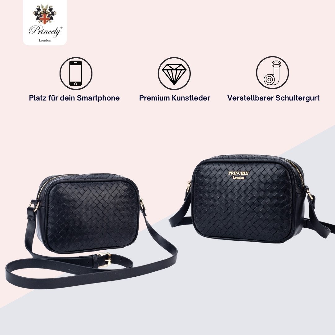 Princely London Schultertasche Maya – Kompakte Damen-Umhängetasche in eleganter Flechtoptik – Bild 4 von 5