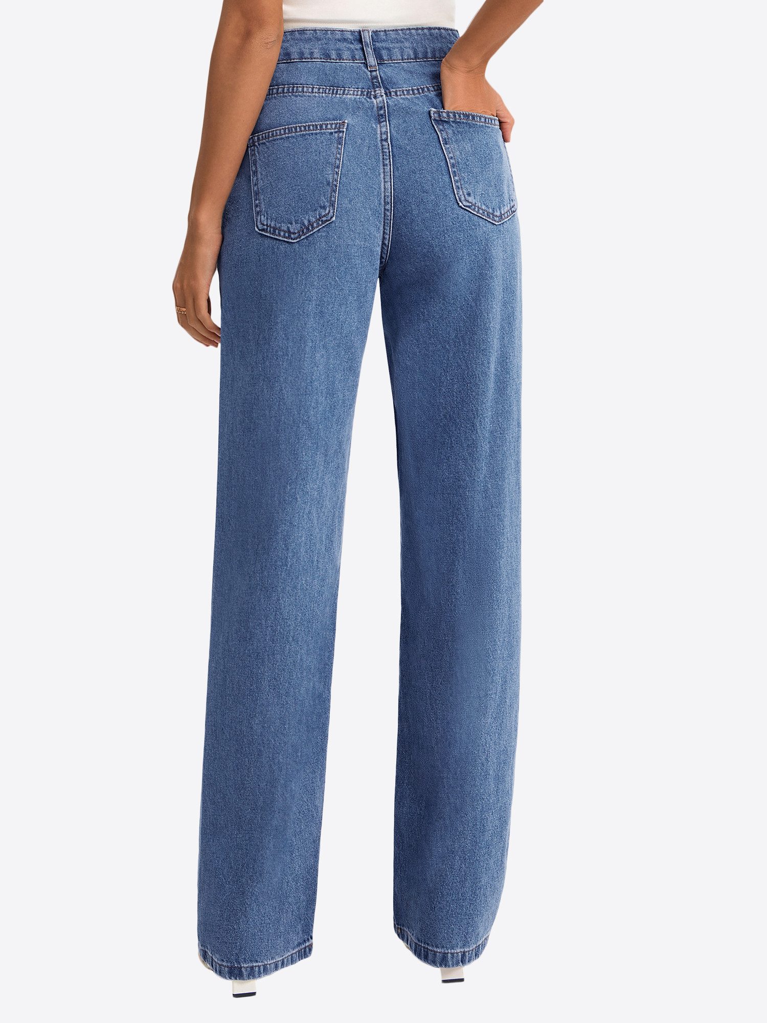 Imily Bela Boyfriend-Jeans Damen Hochgeschnittene Jeans mit geradem Bein (Packung, 1-tlg., 1per-Pack) aus Baumwolle