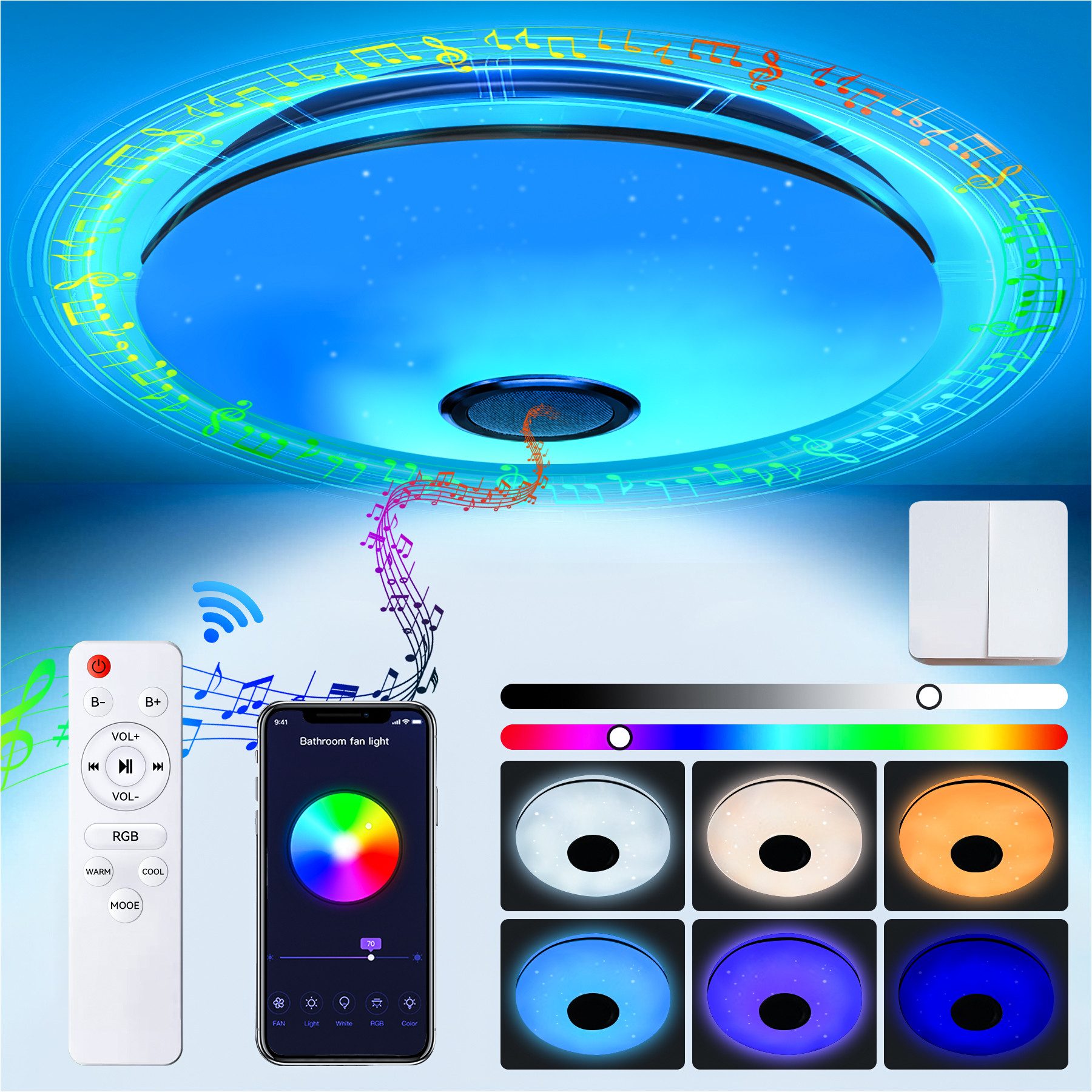 Senmudi Deckenleuchte 24W LED Deckenleuchte Dimmbar,Bluetooth günstig online kaufen