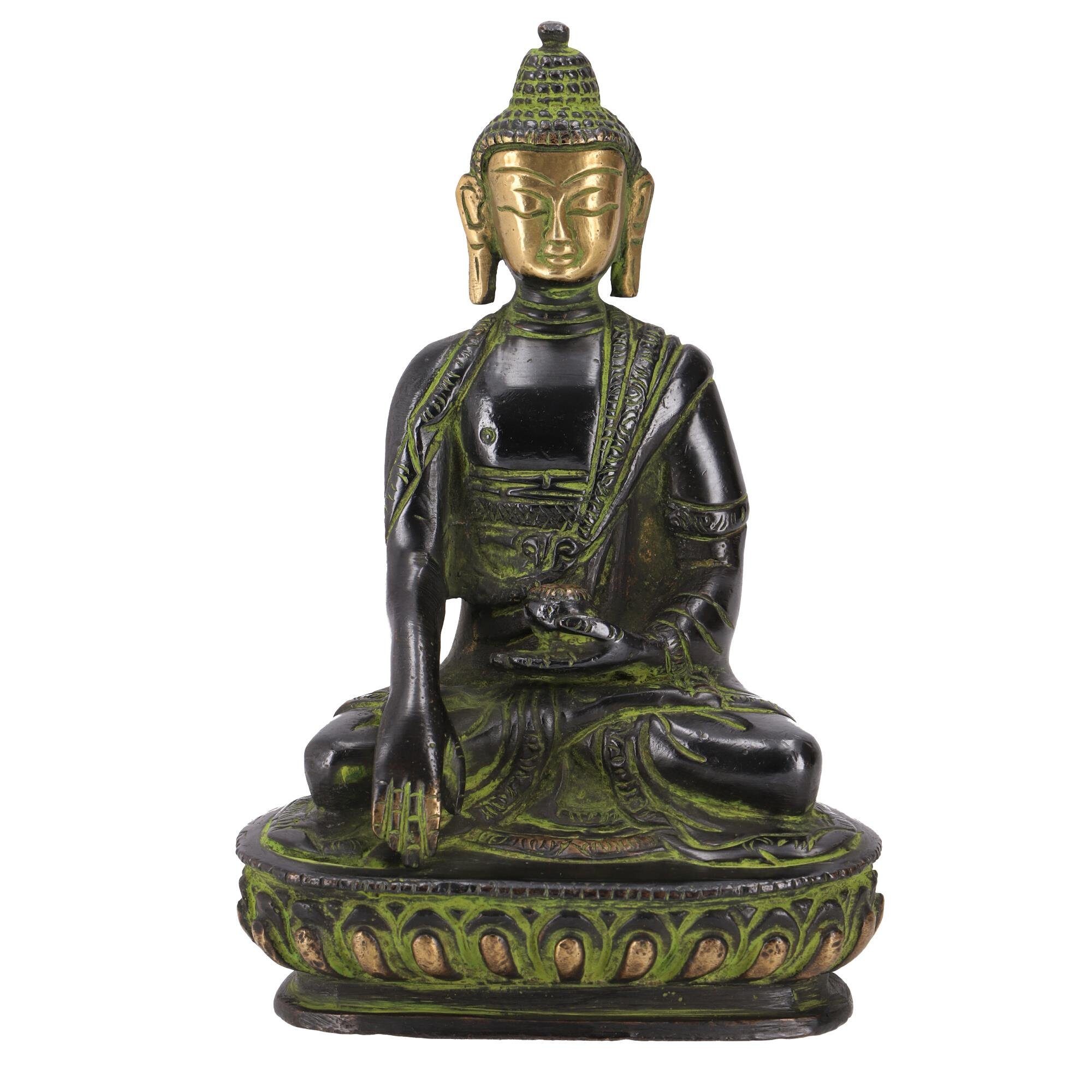 Guru-Shop Buddhafigur Buddha Statue aus Messing Bhumisparsa Mudra 14..