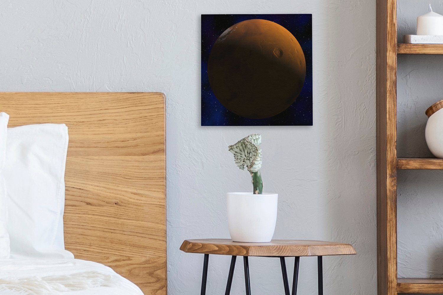 Hintergrund, St), für dunklen OneMillionCanvasses® (1 Bilder Leinwandbild einem Leinwand Schlafzimmer Mars Wohnzimmer vor