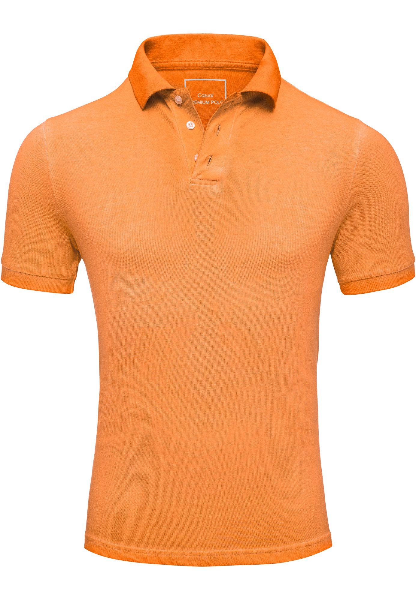 Amaci&Sons Poloshirt DE PERE Poloshirt Herren Verwaschenes Kurzarm Polo Hemd Regular Fit
