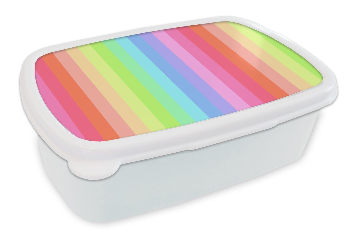 Kunststoff, (2-tlg), Erwachsene, Regenbogen Pastell, Jungs für - Brotbox - Kinder Muster Brotdose, und weiß Mädchen Lunchbox für und MuchoWow