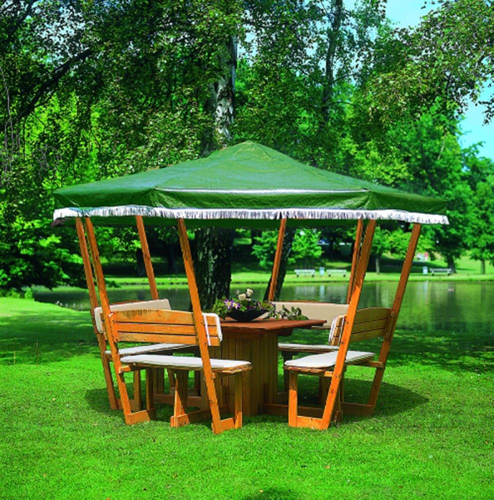 promadino Holzpavillon Rosenheim, (Set), BxT: 304x304 cm, inkl. Sitzgruppe