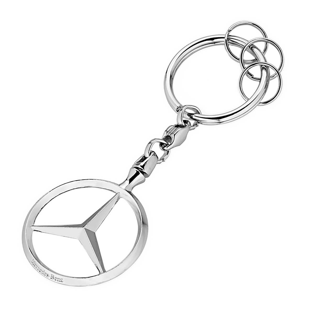 Mercedes Benz AMG Logo Metall Schlüsselanhänger Silber Streifenform