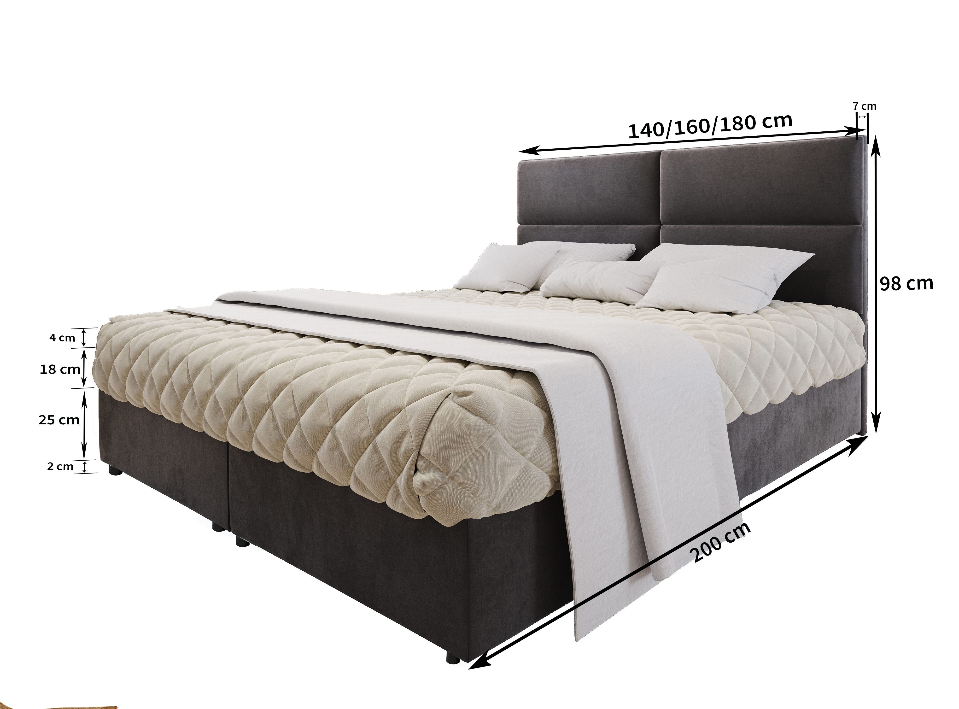 Masseno Boxbett LONIS 180x200 cm mit Bonell Matratze und Topper