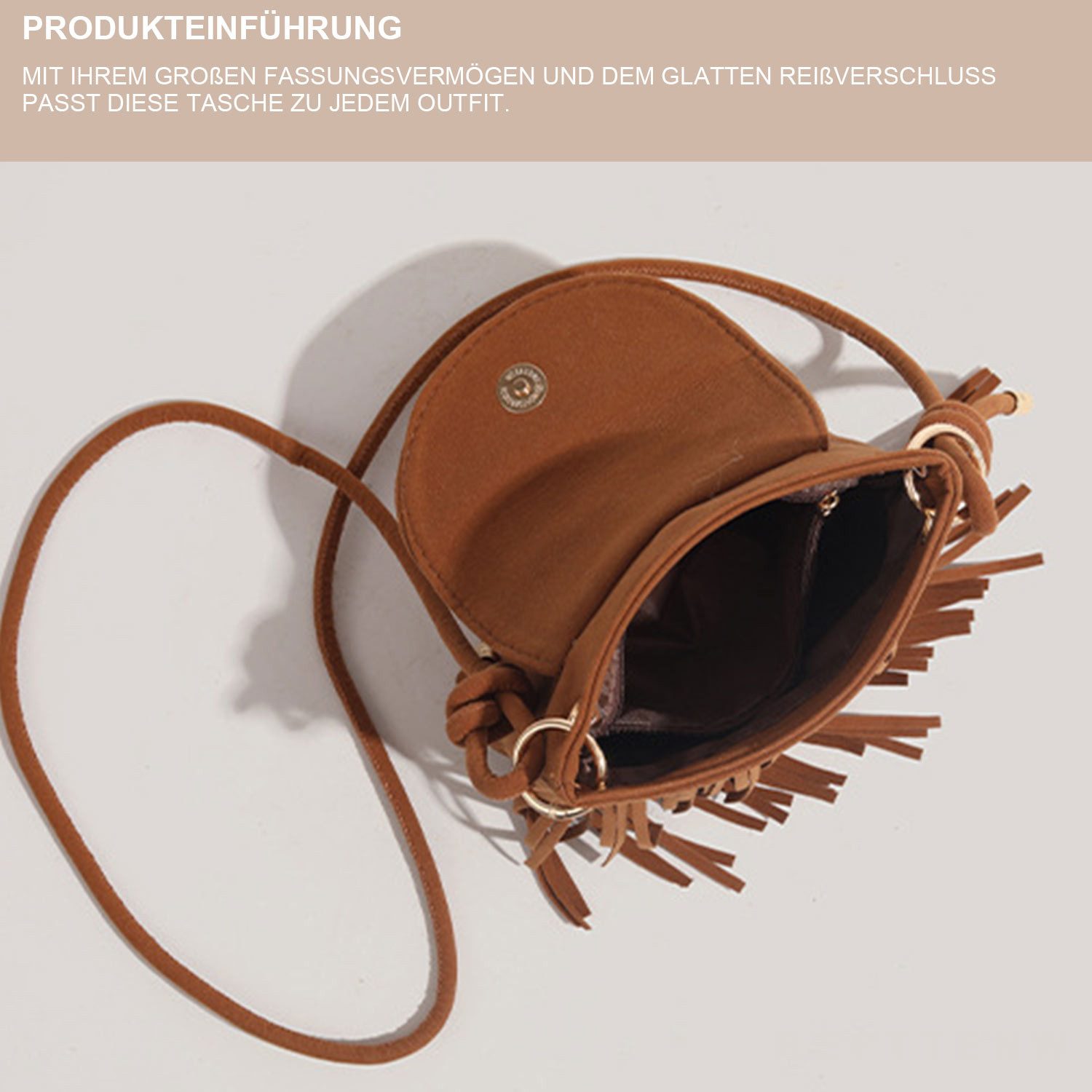 Refttenw Fringe Bag Women's Boho Shoulder Bag, Phone Bag, Small Tassel Crossbody