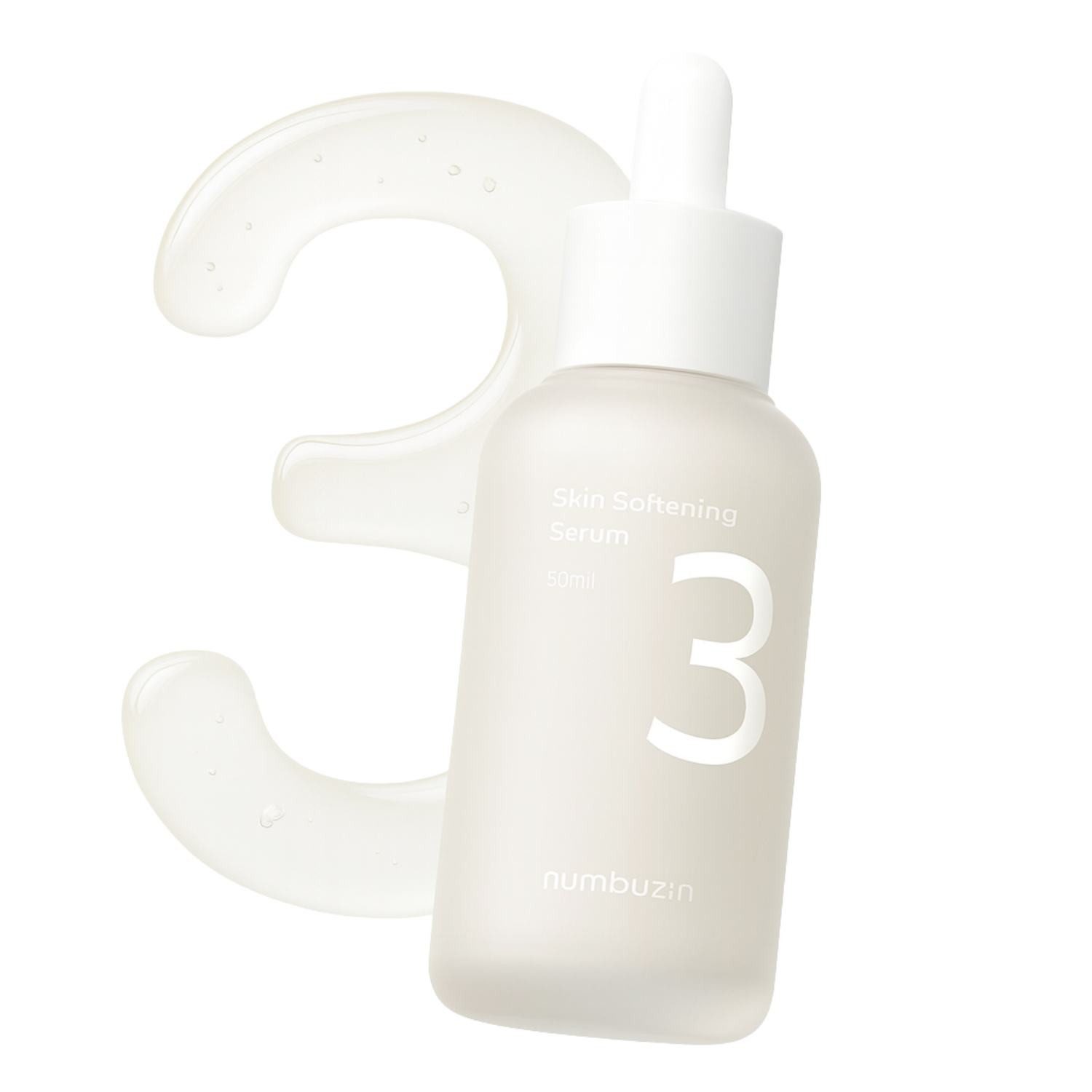 numbuzin Gesichtsserum No.3 Skin Softening Serum 50ml – Skin Softening Serum mit fermentierten Inhaltsstoffen (Galactomyces, Bifida), Niacinamid & Panthenol, geschmeidig wirkendes Hautbild – K-Beauty – sanft & leicht
